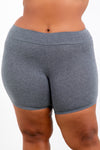 Charcoal Shape Cotton Biker Shorts
