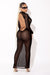 Black Open Back Long Sleeve Sheer Maxi Dress