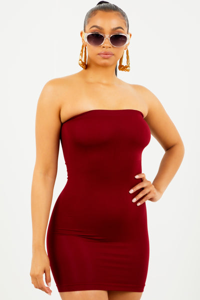 Burgundy Tube Top Dress