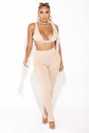 Nude Deep V Neck Bralette & Legging Set