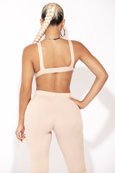 Nude Deep V Neck Bralette & Legging Set