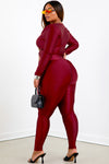 Burgundy Shape Shiny Ruched Leggings