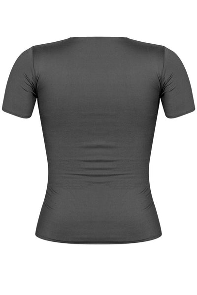 Black Short Sleeve Solid Top