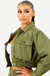 Olive Cropped Puffer Jacket