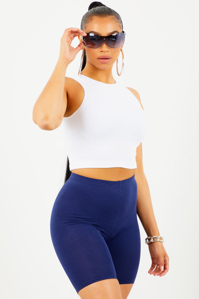 Navy Cotton Cycle Shorts