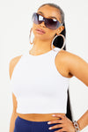 White Ribbed Crop Tank