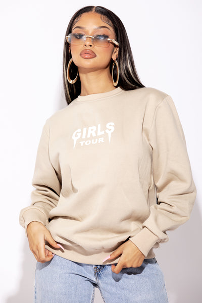 Girls Tour Crewneck - Tan