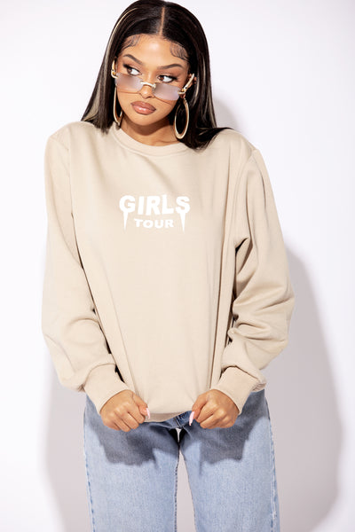 Girls Tour Crewneck - Tan