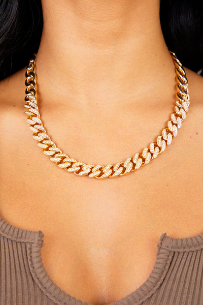 Thin Diamond Chain Necklace - Gold