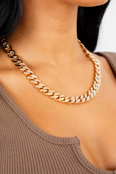 Thin Diamond Chain Necklace - Gold