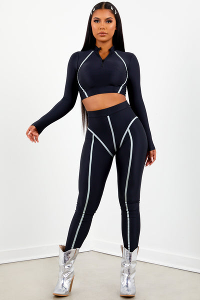 Black Thick Piping Two-Piece Set