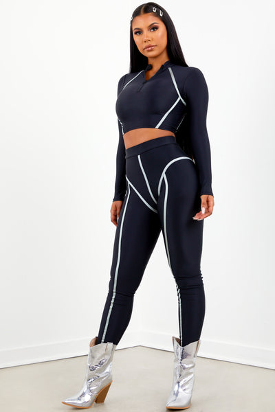 Black Thick Piping Two-Piece Set