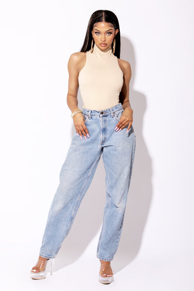 Nude Basic Mock Neck Top