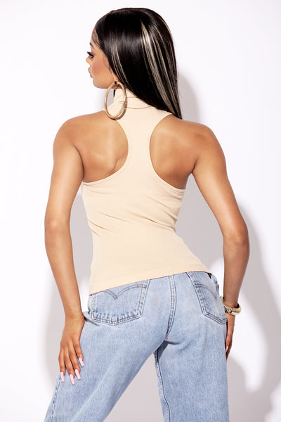 Nude Basic Mock Neck Top