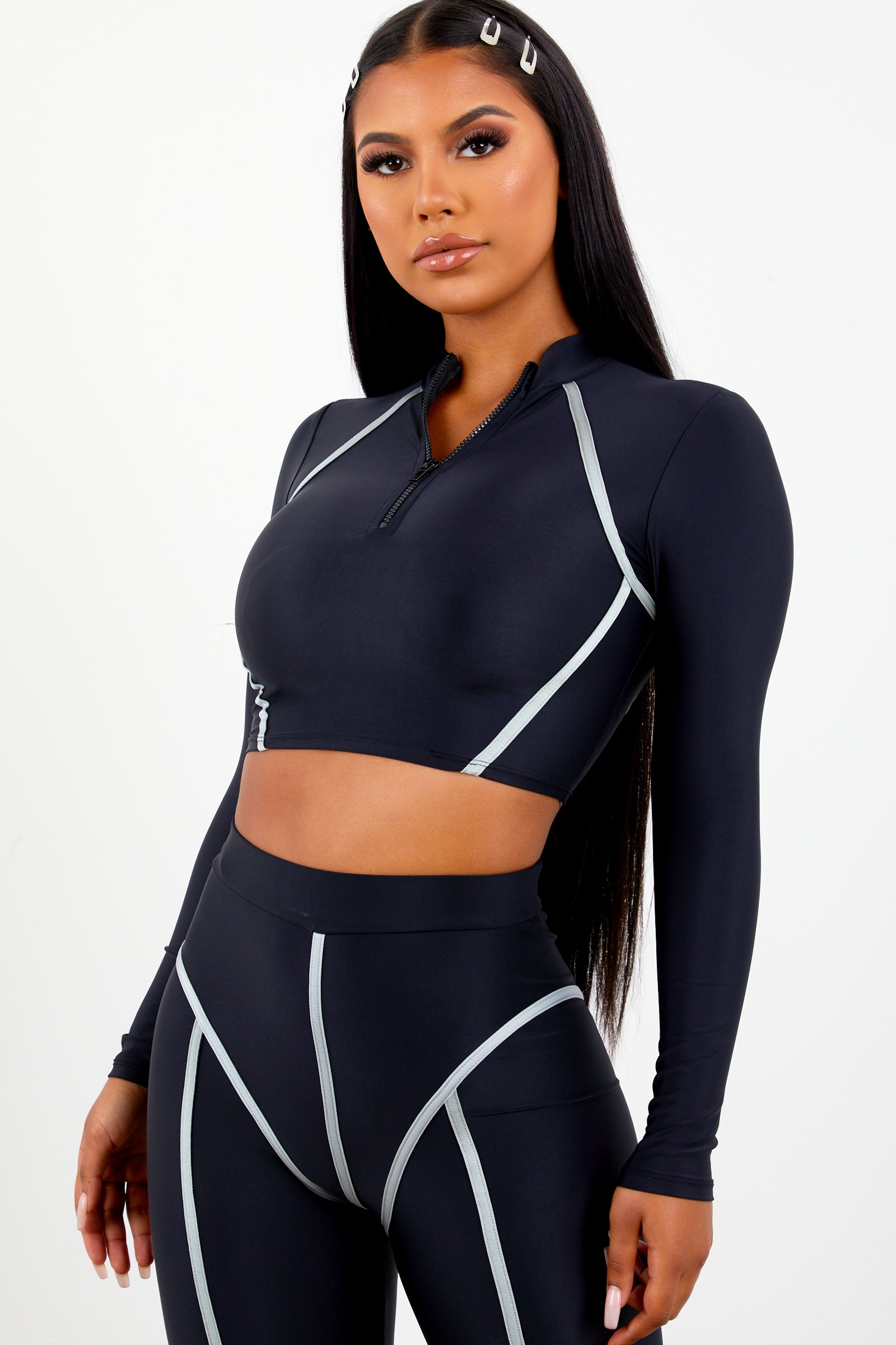 Black Mesh Cut Out Leggings, Two Piece Sets