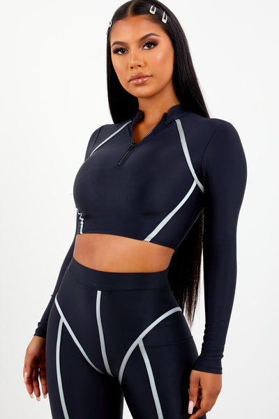 Black Thick Piping Two-Piece Set