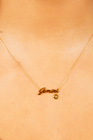 Zodiac Nameplate Necklace - Gold