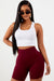 Burgundy Cotton Biker Shorts.