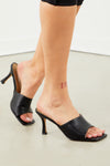 Black Solid Mule Heel