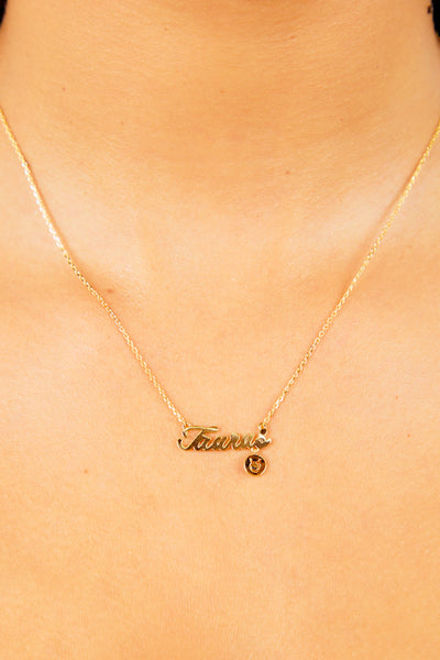 Taurus Nameplate Necklace - Gold