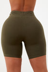 Olive Cotton Biker Shorts.