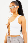White Diamond Lace Up Tank