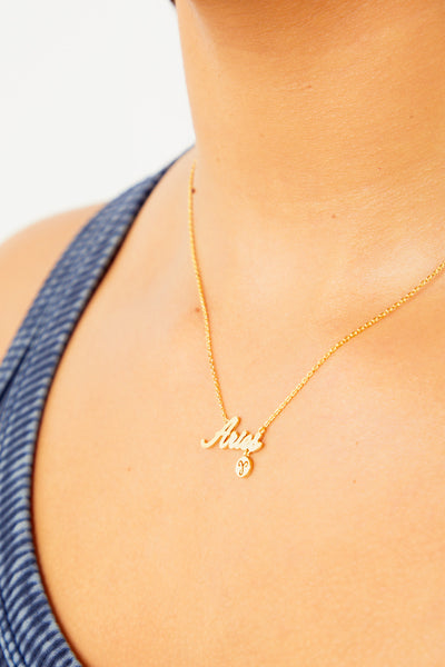 Aries Nameplate Necklace - Gold