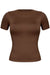 Brown Short Sleeve Solid Top