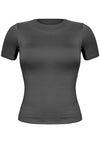 Black Short Sleeve Solid Top
