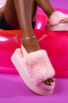 Pink Platform Puff Slipper