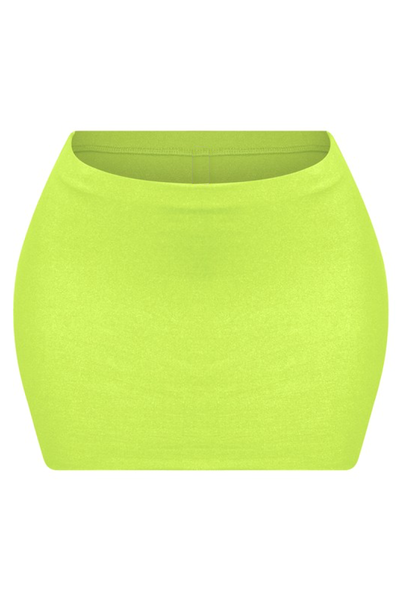 Solid Micro Mini Skirt Lime Green