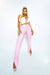 Pink Leather Ruched Pants