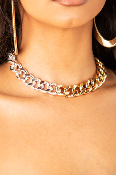 Two Tone Sliver and Gold Link Necklace