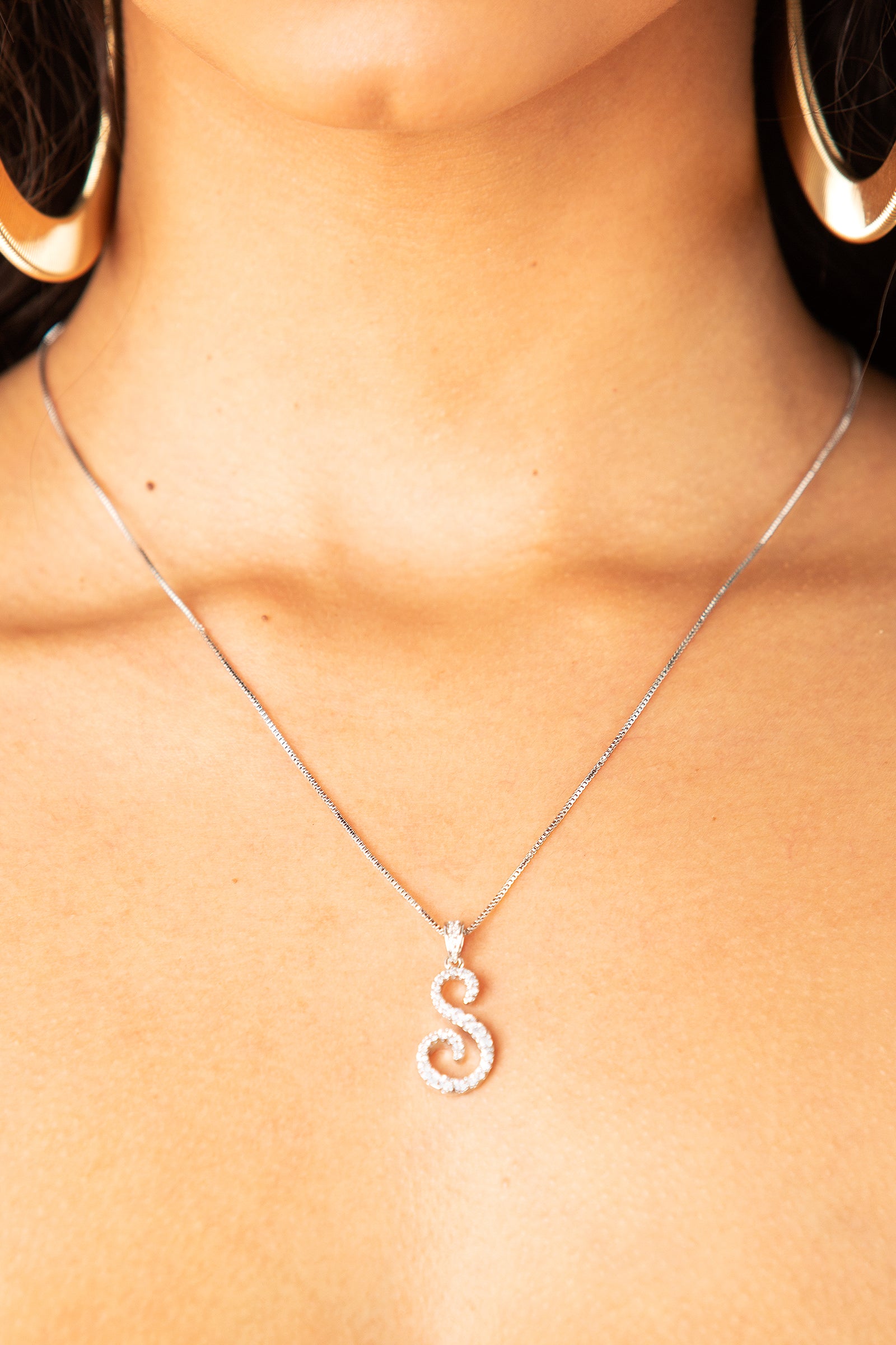 S letter online diamond pendant