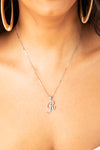 Mini Diamond R Cursive Pendant- Silver