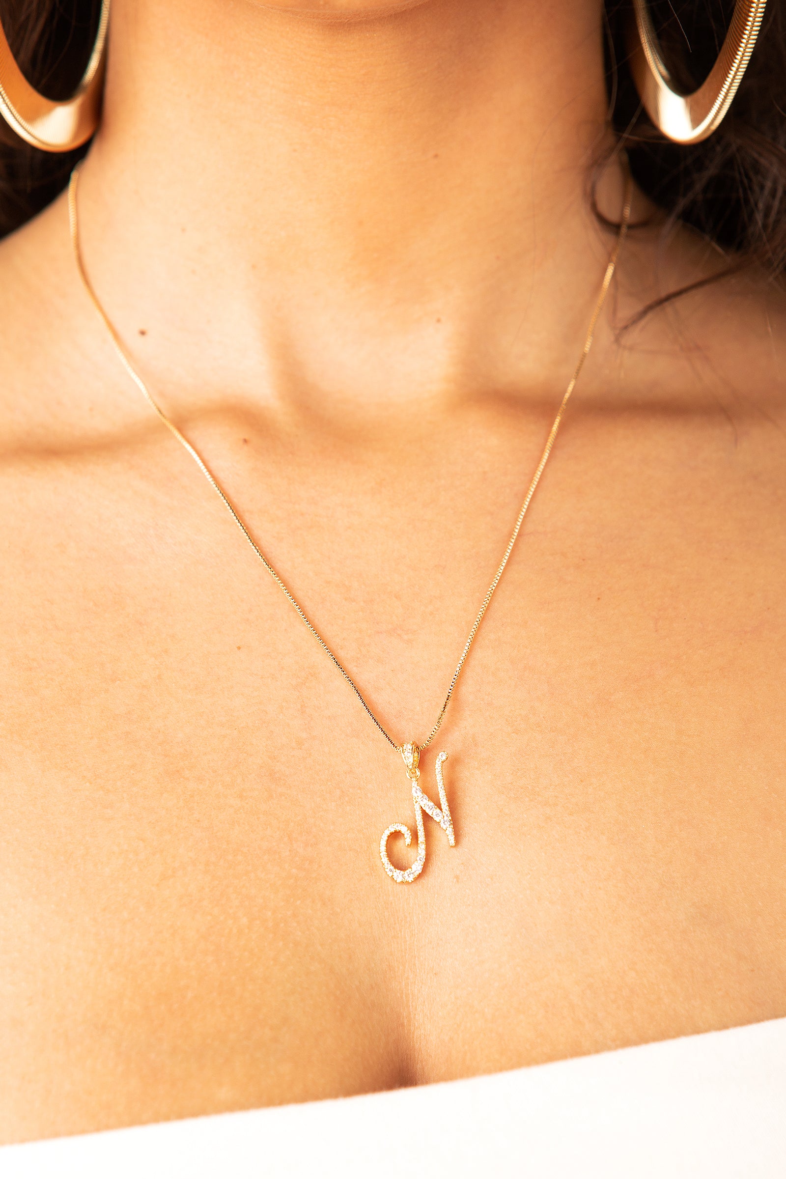 www.Nuroco.com - A- Z Small Letters Gold Pendant Necklace with Chain 45cm /  60cm*