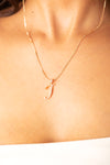 Mini Diamond T Cursive Pendant- Gold