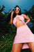 Pink Ruched Open Back Mini Dress