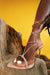 Nude Prickling Pu leather Lace Up Heel