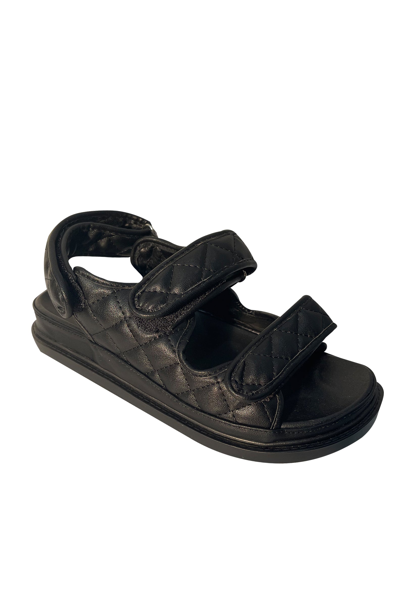 Black Quilted Dad Sandal