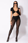 Black Solid mesh stockings
