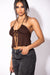 Brown Open Front Halter Top