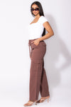 Cotton Drawstring wide leg cargo pants