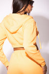 Orange Hooded Cropped Zip Up Jacket