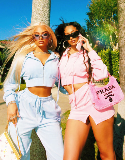 Pink Sorella Velour Zip Up Hoodie