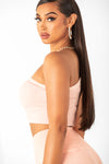 Peach One Shoulder Crop Top