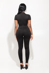 Short Sleeve Mock neck Full length Jumpsuit