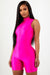 Neon Pink Athletic Zip Up Unitard.