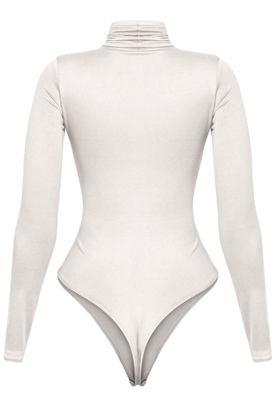 Long Sleeve Turtleneck Bodysuit Off White
