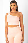 Peach One Shoulder Crop Top